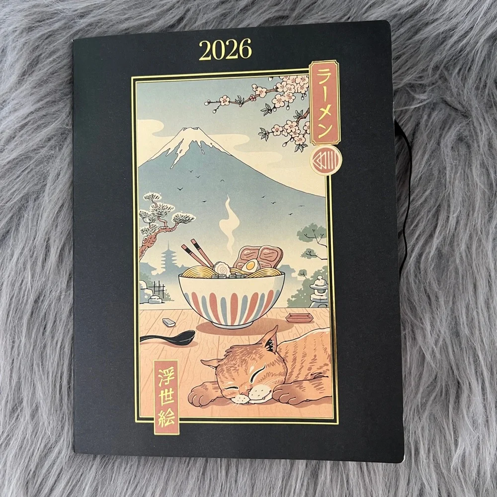Cat and Ramen 18-Month Planner with inner pocket. NWT